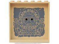 LEGO onderdeel Panel 1 x 6 x 5 with Aztec Figure with Spiky Headdress and Knives on Dark Bluish Gray Stone Pattern on Inside (Sticker) - Set 7627 59349pb045
