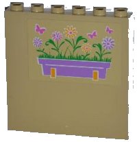 LEGO onderdeel Panel 1 x 6 x 5 with Flower Box and Butterflies Pattern Left (Sticker) - Set 3189 59349pb052L
