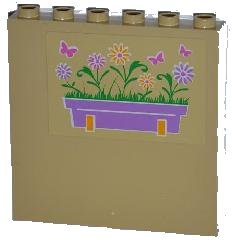 LEGO part Panel 1 x 6 x 5 with Flower Box and Butterflies Pattern Left (Sticker) - Set 3189 (59349pb052L)
