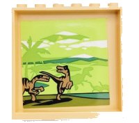 LEGO part Panel 1 x 6 x 5 with Palm Trees and Raptors / Dinosaurs Pattern on Inside (Sticker) - Set 75930 59349pb266