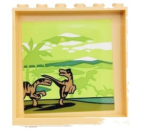 LEGO part Panel 1 x 6 x 5 with Palm Trees and Raptors / Dinosaurs Pattern on Inside (Sticker) - Set 75930 (59349pb266)