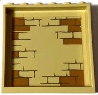 LEGO part Panel 1 x 6 x 5 with Tan and Dark Orange Bricks Type 2 Pattern on Inside (Sticker) - Set 75930 59349pb290