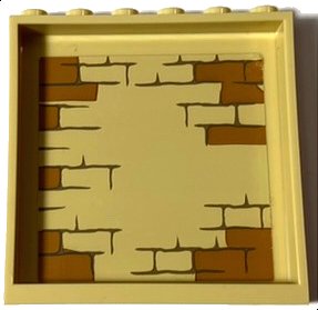 LEGO onderdeel Panel 1 x 6 x 5 with Tan and Dark Orange Bricks Type 2 Pattern on Inside (Sticker) - Set 75930 (59349pb290)