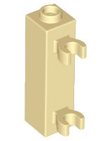 LEGO part Brick, Modified 1 x 1 x 3 with 2 Clips (Vertical Grip) - Hollow Stud 60583b