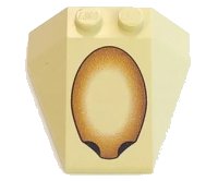 LEGO onderdeel Wedge 4 x 4 Triple without Stud Notches with Brown Oval Pattern 6069px2