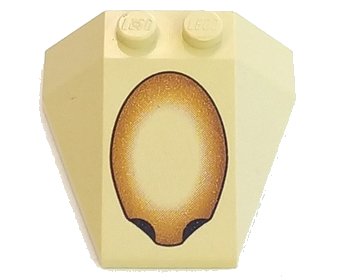 LEGO onderdeel Wedge 4 x 4 Triple without Stud Notches with Brown Oval Pattern (6069px2)