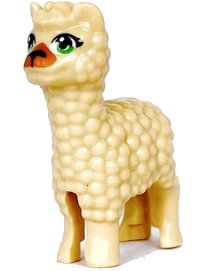 LEGO part Alpaca / Llama, Friends with Bright Green Eyes, Black Nose, and Medium Nougat Muzzle Pattern 65405pb02