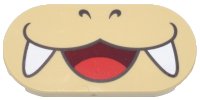 LEGO part Tile, Round 2 x 4 Oval with Dark Brown Nostrils and Dark Red Open Mouth Smile with Red Tongue and White Fangs Pattern (Super Mario Larry Lower Face) 66857pb003