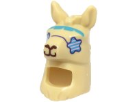 LEGO part Minifigure, Headgear Head Cover, Costume Llama Head and Neck with Sunglasses Star Shaped, Dark Azure Headband, Dark Brown Nose and Mouth Pattern (BAM) 66972pb02