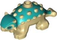 LEGO onderdeel Dinosaur Ankylosaurus Baby with Dark Turquoise Back and Black Eyes Pattern (Jurassic World Bumpy) 67443pb02