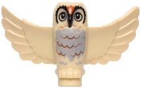 LEGO onderdeel Owl, Spread Wings with Black Beak and Eyes and Light Bluish Gray and Dark Orange Rippled Chest Feathers Pattern (BAM) 67632pb03