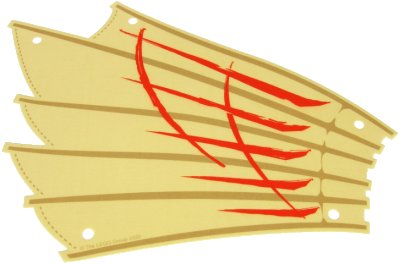 LEGO onderdeel Cloth Sail 27 x 20 with Dark Tan Ribs and Stitching, Red Stripes, LEGO Copyright on Left Pattern (68806)