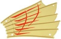 LEGO onderdeel Cloth Sail 27 x 20 with Dark Tan Ribs and Stitching, Red Stripes, LEGO Copyright on Right Pattern 68862
