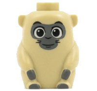 LEGO part Ongi, Short and Stout with Black Open Eyes, Grin, and Dark Bluish Gray Face and Paws Pattern 69517pb01