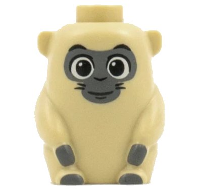 LEGO onderdeel Ongi, Short and Stout with Black Open Eyes, Grin, and Dark Bluish Gray Face and Paws Pattern (69517pb01)