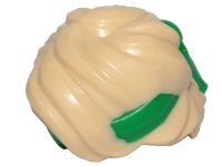 LEGO part Minifigure, Hair Swept Back Tousled with Molded Green Bandana Headband Pattern 69562pb01