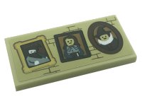 LEGO part Tile 2 x 4 with 3 Portrait Pictures and Bricks Pattern (Sticker) - Set 71043 87079pb0988