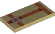 LEGO part Tile 2 x 4 with Pixelated Dark Orange Straps and Silver Buckle Pattern (Minecraft Camel Harness) 87079pb1413