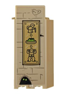 LEGO part Panel 3 x 3 x 6 Corner Wall without Bottom Indentations with Brick Wall with Heart and Fountain of Youth Plaque Pattern (Sticker) - Set 76056 87421pb034