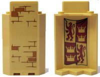 LEGO part Panel 3 x 3 x 6 Corner Wall without Bottom Indentations with Bricks Type 3 Outside and Gryffindor Banner Inside Pattern (Stickers) - Set 75953 87421pb046