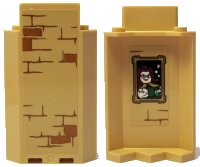 LEGO part Panel 3 x 3 x 6 Corner Wall without Bottom Indentations with Bricks Type 2 Outside and Portrait of Woman and Dog Inside Pattern (Stickers) - Set 75953 87421pb048