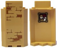 LEGO part Panel 3 x 3 x 6 Corner Wall without Bottom Indentations with Bricks Type 2 Outside and Portrait of Puppet Player Inside Pattern (Stickers) - Set 75953 87421pb050