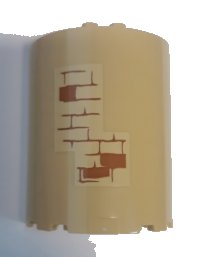 LEGO part Cylinder Half 3 x 6 x 6 with 1 x 2 Cutout with Brick Wall with Medium Nougat Mortar on Tan Background Pattern (Sticker) - Set 75948 87926pb010