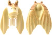 LEGO part Minifigure, Head, Modified SW Gungan Flat Eyes with Nougat Top Pattern 92743pb01