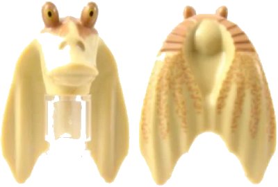 LEGO onderdeel Minifigure, Head, Modified SW Gungan Flat Eyes with Nougat Top Pattern (92743pb01)