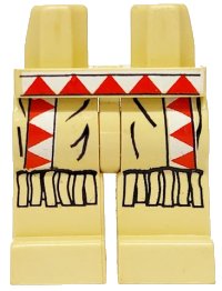 LEGO onderdeel Hips and Legs with Western Indians Red/White Triangles, Fringe Pattern 970c00pb0026