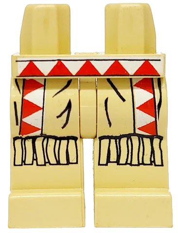 LEGO onderdeel Hips and Legs with Western Indians Red/White Triangles, Fringe Pattern (970c00pb0026)