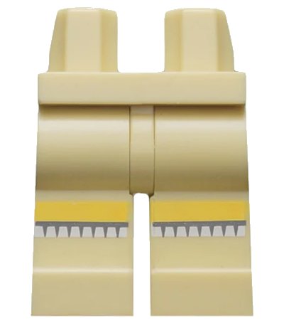 LEGO onderdeel Hips and Legs with Yellow Knee Stripes and White Socks Pattern (970c00pb0359)