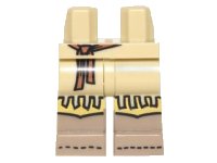 LEGO part Hips and Legs with Molded Dark Tan Lower Legs / Boots and Printed Yellow Fringe, Skirt and Dark Orange Tied Belt Pattern 970c00pb0498