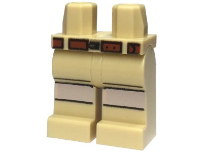 LEGO onderdeel Hips and Legs with Light Nougat Knee Stripes and Reddish Brown Belt with Buckle Pattern (970c00pb1513)