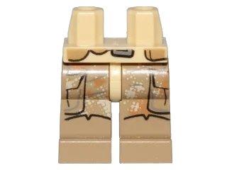 LEGO onderdeel Hips and Dark Tan Legs with SW Pockets, Camouflage and Boots Pattern (970c69pb14)