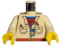 LEGO part Torso Adventurers Desert Safari Shirt, Blue Neck, Red Bandana, Compass Pattern / Tan Arms / Yellow Hands 973pa6c01