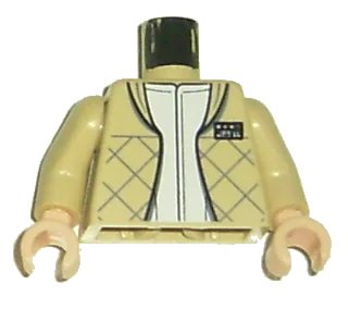 LEGO onderdeel Torso SW Checkered Jacket with White Undershirt Pattern (Leia) / Tan Arms / Light Nougat Hands (973pb0344c01)