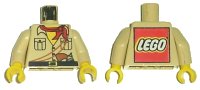 LEGO onderdeel Torso Adventurers Desert Safari Shirt, Yellow Neck, Red Bandana, Gun - LEGO Logo on Back Pattern / Tan Arms / Yellow Hands 973pb0391ac01
