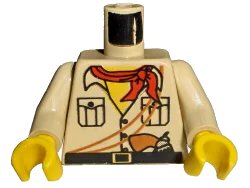 LEGO onderdeel Torso Adventurers Desert Safari Shirt, Yellow Neck, Red Bandana, Gun Pattern / Tan Arms / Yellow Hands (973pb0391c01)