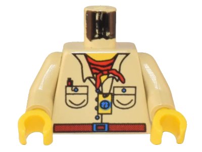 LEGO onderdeel Torso Adventurers Desert Safari Shirt, Yellow Neck, Red Bandana, Compass Pattern / Tan Arms / Yellow Hands (973pb0431c01)