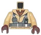 LEGO part Torso SW Naboo Fighter Jacket with Reddish Brown Undershirt and Dark Bluish Gray Harness Pattern / Tan Arms / Reddish Brown Hands 973pb0442c01