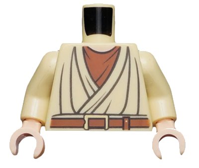 LEGO onderdeel Torso SW Layered Shirt Old Obi-Wan Light Nougat Neck, Brown Belt Pattern / Tan Arms / Light Nougat Hands (973pb0471c01)