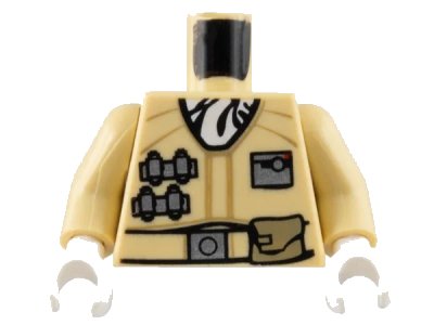 LEGO onderdeel Torso SW Hoth Rebel Jacket with White Scarf and Tan Belt Pattern / Tan Arms / White Hands (973pb0623c01)