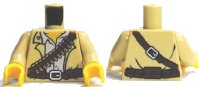 LEGO part Torso Pharaoh's Quest Tan Vest, White Shirt, Bandolier and Silver Buckle Pattern (Jake Raines) / Tan Arms / Yellow  Hands 973pb0781c01
