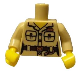 LEGO onderdeel Torso Safari Shirt with Pockets, Belt, Key Ring and 'ZOO' Pattern / Tan Arms / Yellow Hands (973pb0935c01)