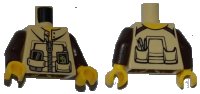 LEGO onderdeel Torso Dino Jacket with Strap Collar, Zipper, Phone and GPS Pattern / Dark Brown Arms / Yellow Hands 973pb0991c01