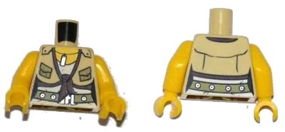 LEGO onderdeel Torso Dino Shirt with Knot and Pockets, Belt and ID Tag Pattern / Yellow Arms / Yellow Hands (973pb1017c01)