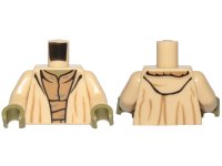 LEGO onderdeel Torso SW Robe Open with Hood and Large Creases over Dark Tan Layered Shirt, Olive Green Neck Pattern / Tan Arms / Olive Green Hands 973pb1432c01