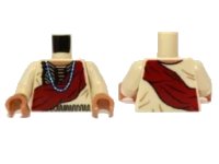 LEGO part Torso Shirt with Indian Beaded Armor, Dark Red Wrap and Blue Necklace Pattern / Tan Arms / Medium Nougat Hands 973pb1458c01