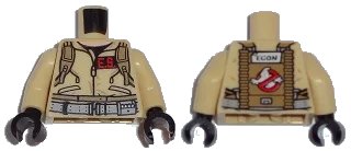 LEGO onderdeel Torso Ghostbusters Jumpsuit with 'E.S.' ID Badge and 'EGON' on Reverse Pattern / Tan Arms / Black Hands (973pb1698c01)